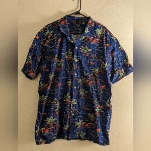 Gap vintage scenic Hawaiian Camp shirt XL surfers cotton blue palm trees